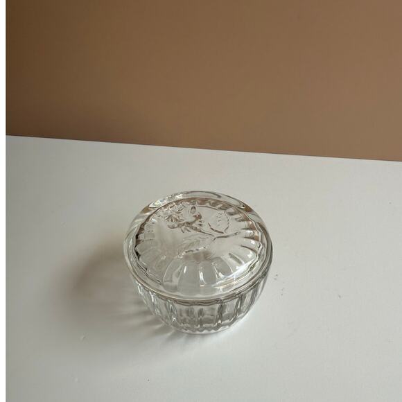 Vintage Luigi Bormioli Rose Glass Trinket Box | Powder Jar Made in Italy Vanity - Picture 3 of 7